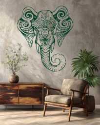 Elephant Mandala Wall Decal - Geometric Floral Animal Art - thumbnail 1