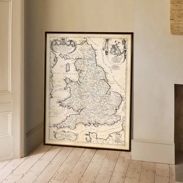 England & Wales Old Map - Antique Geography Art British Cartography Fine Print - image 1