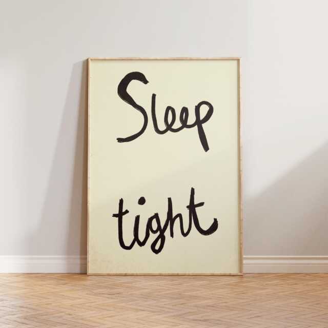 Sleep Wall Art, Bedroom Art Prints, Tight Print, Retro Mid Century Handwritten Typography Neutral Poster - image 1