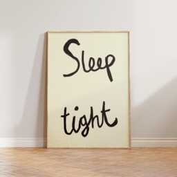 Sleep Wall Art, Bedroom Art Prints, Tight Print, Retro Mid Century Handwritten Typography Neutral Poster - thumbnail 1