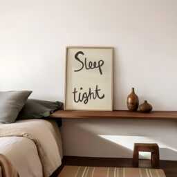 Sleep Wall Art, Bedroom Art Prints, Tight Print, Retro Mid Century Handwritten Typography Neutral Poster - thumbnail 3