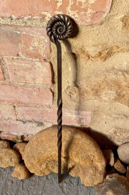 Ammonite Fire Poker, Tool For Fireplace Or Woodburner, Hearth Tools, Set With Fossil Theme, Blacksmith Made - image 1
