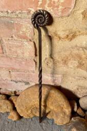 Ammonite Fire Poker, Tool For Fireplace Or Woodburner, Hearth Tools, Set With Fossil Theme, Blacksmith Made - thumbnail 1