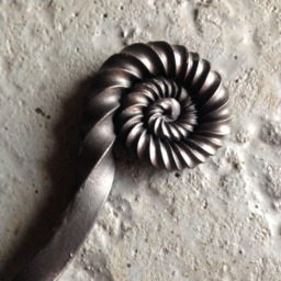 Ammonite Fire Poker, Tool For Fireplace Or Woodburner, Hearth Tools, Set With Fossil Theme, Blacksmith Made - thumbnail 2