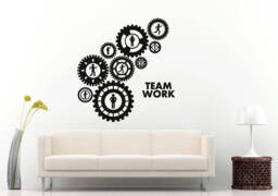 Mechanical Gears People Work Together Teamwork Effort Success Build Office Motivation Wall Sticker Decal Vinyl Mural Decor Art L2394 - thumbnail 1