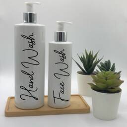 Personalised White Tubular Soap Dispenser Bottle With White/Silver Pump 250Ml & 500Ml - thumbnail 2