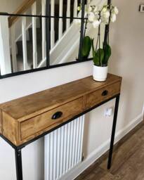 Narrow Console Table With Drawers - Industrial Style Tall Hallway