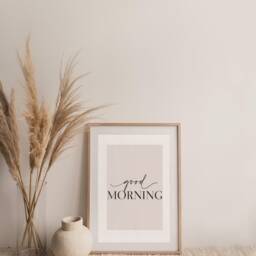 Bedroom Prints, Good Morning Set Of 3, Neutral Print, Stay in Bed, Beige Home Love Above Bed Wall Art - thumbnail 3
