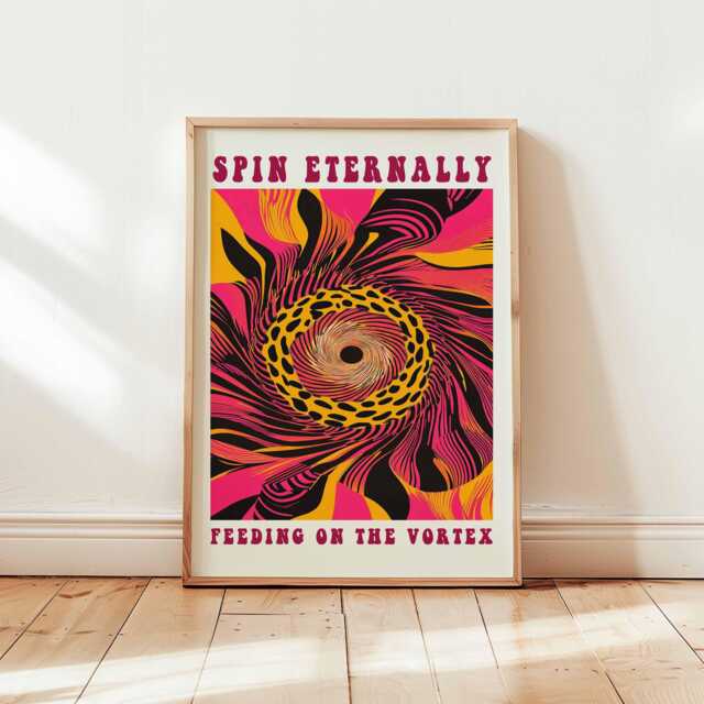 Psychedelic Vortex Poster, Spin Eternally Wall Art, Trippy Abstract Swirl Print, Bold Optical Decor, Unframed Retro Psy Art - image 1
