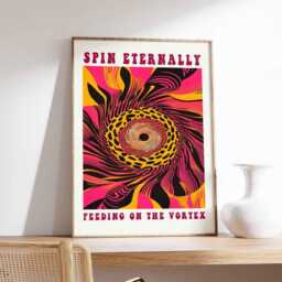 Psychedelic Vortex Poster, Spin Eternally Wall Art, Trippy Abstract Swirl Print, Bold Optical Decor, Unframed Retro Psy Art - thumbnail 3