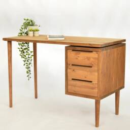 Office Executive Desk, Solid Wood Handmade Desk in The UK Scandi Style With Danish Wooden Tapered Legs, Colour Choices Harvey - thumbnail 3