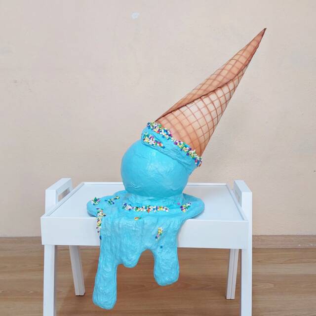 Giant Faux Melted Ice Cream Cone Birthday Party Decor - 31 Inch - image 1