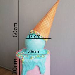 Giant Faux Melted Ice Cream Cone Birthday Party Decor - 31 Inch - thumbnail 2