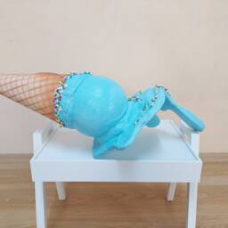 Giant Faux Melted Ice Cream Cone Birthday Party Decor - 31 Inch - thumbnail 3