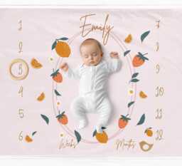 Personalised Milestone Blanket For Girls Citrus Monthly Photo Baby Mat - thumbnail 1