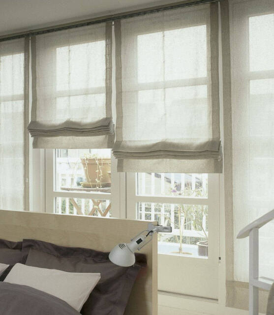 "Relaxed Sheer Linen Roman Shade, ""Lucky Earth" - image 1