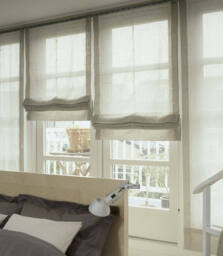 "Relaxed Sheer Linen Roman Shade, ""Lucky Earth"