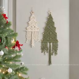 Macrame Christmas Tree, Gift For Family, Holiday Boho Gift, Presents, Unique Xmas Home Decor X32 - thumbnail 4