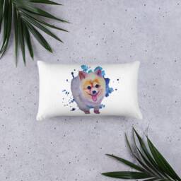 Handpaint Watercolor Pomeranian Dog Basic Pillow - thumbnail 1