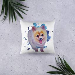 Handpaint Watercolor Pomeranian Dog Basic Pillow - thumbnail 2