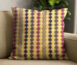 Yellow Geometric Cushion Cover - Ethnic Cotton Throw Pillow 18 - thumbnail 1