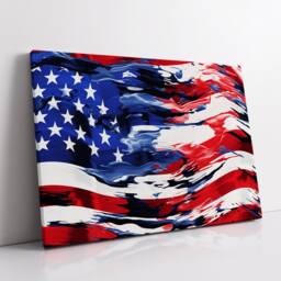 American Flag Usa Abstract America Modern Painting Wall Art, Framed Canvas Poster Print, Home/Office Room Decor, Gifts - thumbnail 2