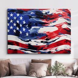 American Flag Usa Abstract America Modern Painting Wall Art, Framed Canvas Poster Print, Home/Office Room Decor, Gifts - thumbnail 1