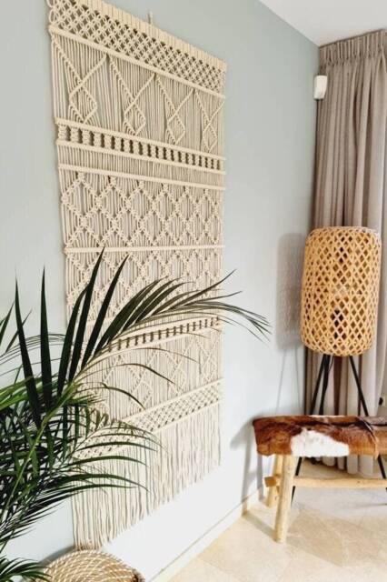 Macrame Wall Hanging Cotton Natural Handmade Art Timeless Decor Tasteful Home - image 1