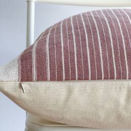 Handmade Hmong Pillow Cover Pink Striped Boho Farmhouse Decor - 20x20 - thumbnail 3