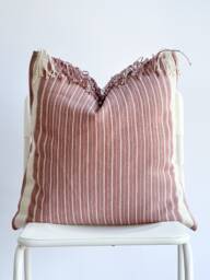 Handmade Hmong Pillow Cover Pink Striped Boho Farmhouse Decor - 20x20 - thumbnail 1