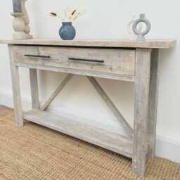 Reclaimed Wood Console Table With Drawer, Narrow Hallway Storage - thumbnail 3