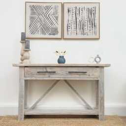 Reclaimed Wood Console Table With Drawer, Narrow Hallway Storage - thumbnail 2