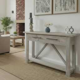 Reclaimed Wood Console Table With Drawer, Narrow Hallway Storage - thumbnail 1