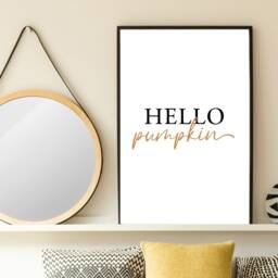 Hello Pumpkin Halloween Print - Festive Fall Autumn Poster Home Decor Gift Bespoke A5 A4 A3 Framed Or Unframed - thumbnail 3