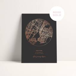Custom Map Print, Personalised Foil Location Wall Art, Gold Silver Rose Copper Metallic Anniversary, Wedding, New Home Gift - thumbnail 3
