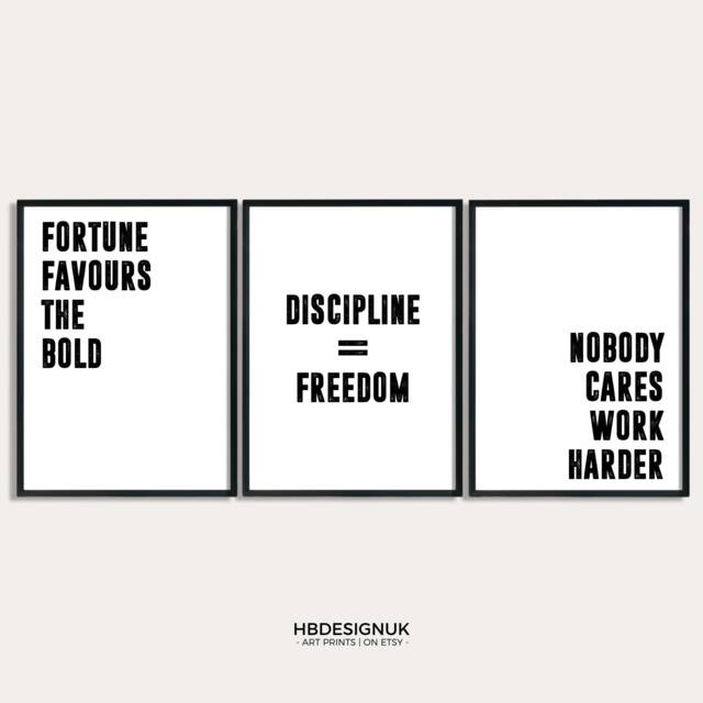 Discipline Motivational Print Set - Home Office Decor, Inspiring Posters, Entrepreneur Wall Art - A4, A3, A2, A1 Unframed - image 1