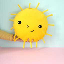 Beautiful Sun Pillow - Yellow & Black Velvet Totally Handmade - thumbnail 2