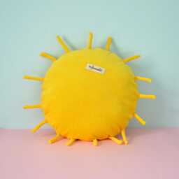 Beautiful Sun Pillow - Yellow & Black Velvet Totally Handmade - thumbnail 3