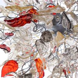Unique Chandeliers Lighting, Modern Chandelier With Clear Gray & Red Flowers Leaves For Dining Room, Bedroom Or Living Room - thumbnail 3