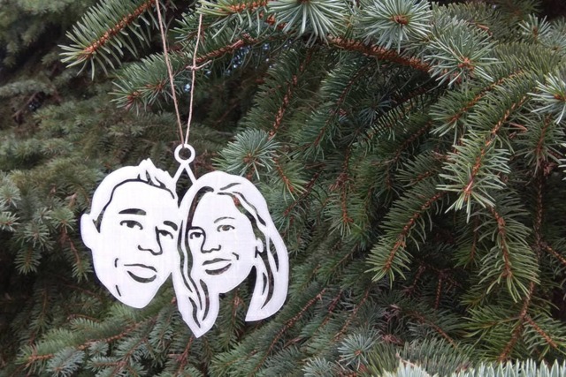 Custom Couple Portrait Ornament Personalized Wedding Christmas Decoration - image 1