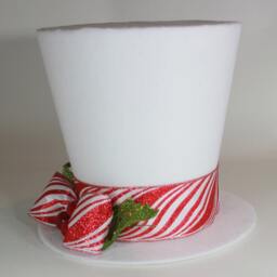 White Top Hat Christmas Tree Topper Candy Cane Holiday Decor - thumbnail 4