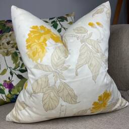 Decorative Cushion Cover Throw Pillow Made in Designer Villa Nova Fabric Bloomsbury Dijon - Yellow Cream Double - thumbnail 1