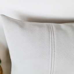 Faux Leather Pillow Cover Off White Arizona Design, Scandinavian Decor - thumbnail 4