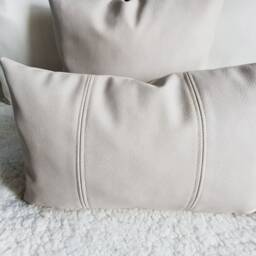 Faux Leather Pillow Cover Off White Arizona Design, Scandinavian Decor - thumbnail 3
