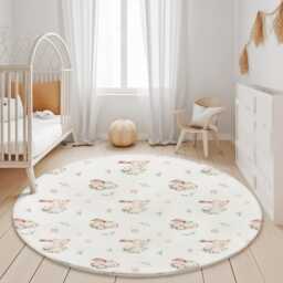 Watercolour Cute Bunnies & Rug Carpet, Woodland Animals, Decor, Children's Room Decor, Kids Rug, Bunny Decor - thumbnail 2