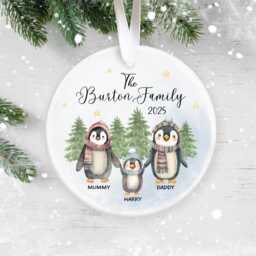 Personalised Family Of 4 First Christmas Ornament 2025 - Custom Penguin Bauble Keepsake - thumbnail 3