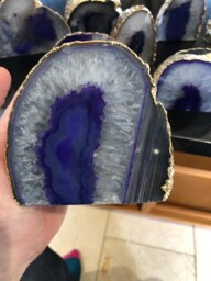Large Purple Agate End Microcrystalline Quartz Gold Gilded 24Ct Tealight Candle Holder