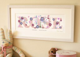 Owl Name Illustration Print Childrens Kids New Baby Shower Illustrated Picture Personalised Wall Art Frame Nursery Decor Christening Gift - thumbnail 1