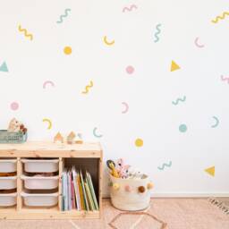 Geometric Pattern Wall Decals, Plastic-Free Kids Room Wall Stickers