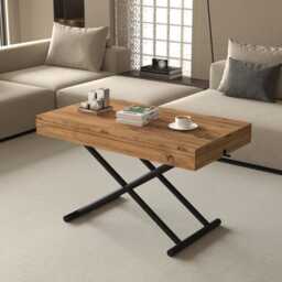 Extendable Convertible Coffee To Dining Table 7-Height Walnut Adjustable Table - thumbnail 1